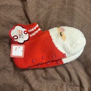 Festive Red and White Christmas Stocking Socks Plush Cozy Design